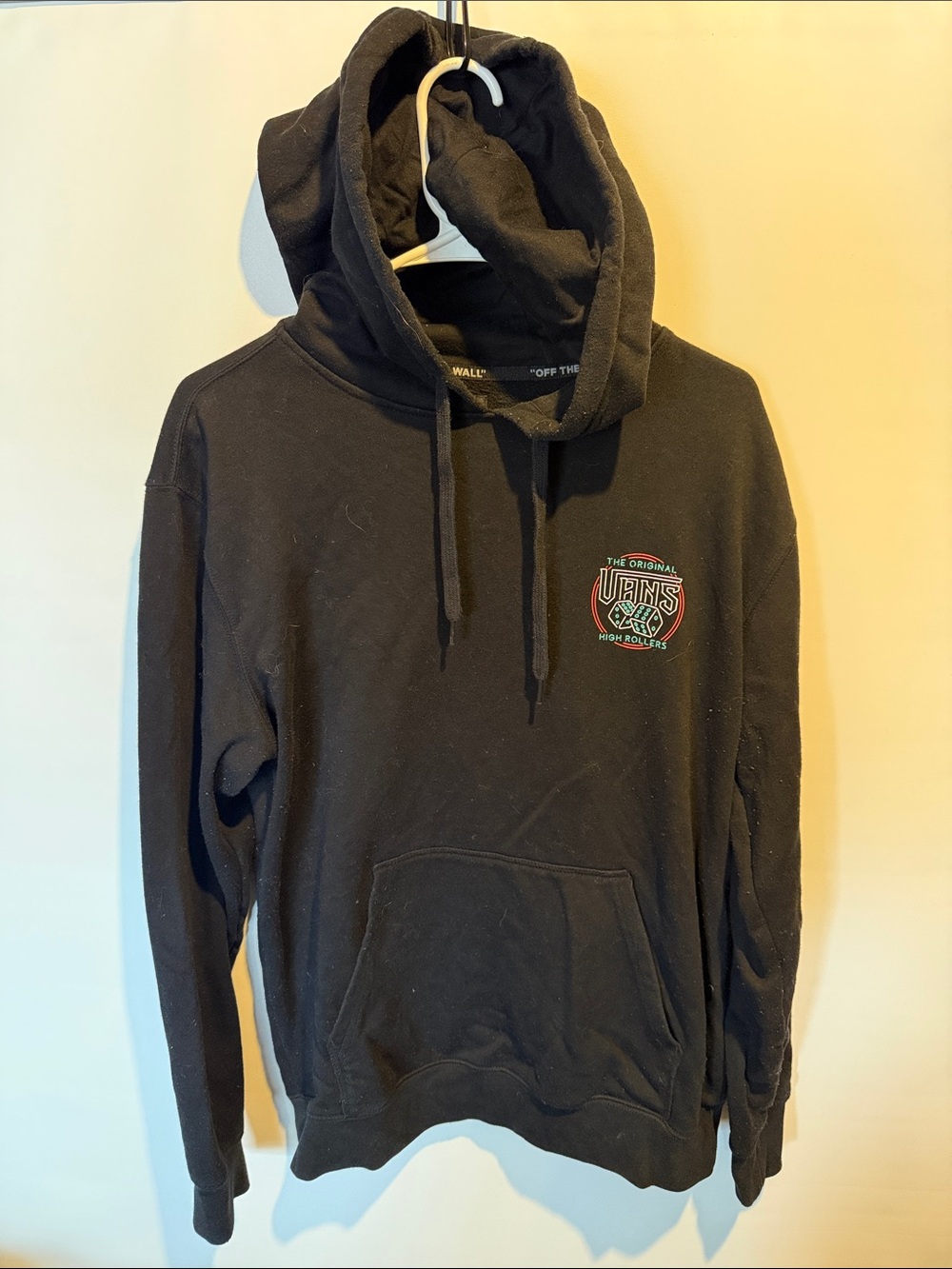 Vans Black Pullover Hoodie with Chest Badge and Large back graphic Size: S